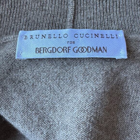 BRUNELLO CUCINELLI for Bergdorf Goodman Oatmeal Cashmere Cardigan - Picture 8 of 9